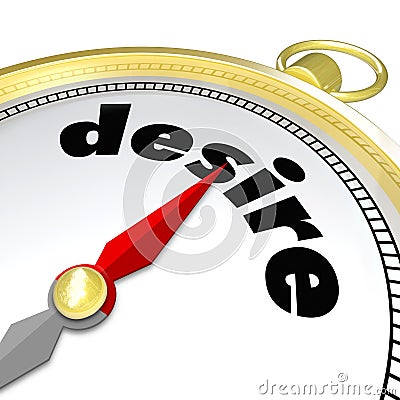 Desire Word Compass Pointing to Passion Wants Needs Stock Photo