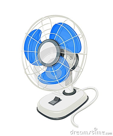 Desk air electric fan with button Vector Illustration