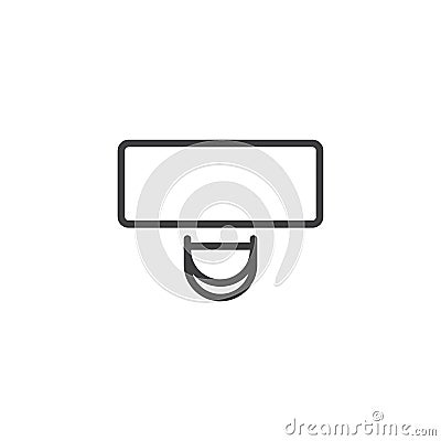 Desk and chair top view outline icon Vector Illustration