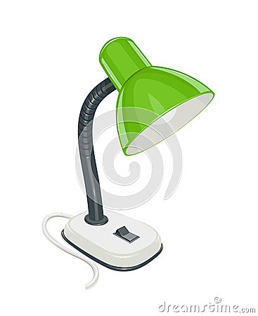 Desk electric lamp with green cap Vector Illustration