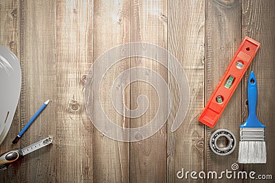 Desk engineering employee to his accessories. Stock Photo