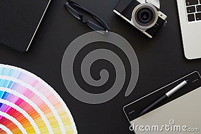 Desk of graphic designer Stock Photo