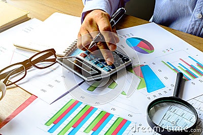 Desk office business financial accounting calculate, Graph analysis Stock Photo