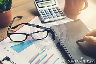 Desk office business financial accounting calculate Stock Photo