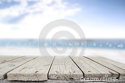 Desk space on beach side and sunny day Stock Photo