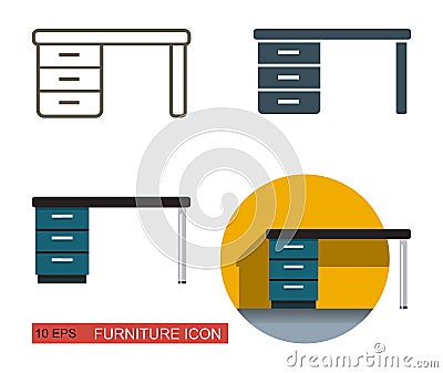 Desk vector icon Vector Illustration