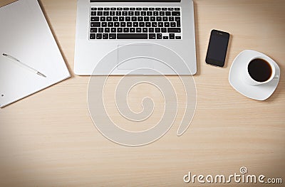 Desk wood surface Stock Photo