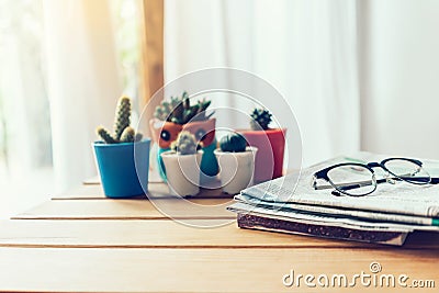 Office workplace with newspaper Stock Photo