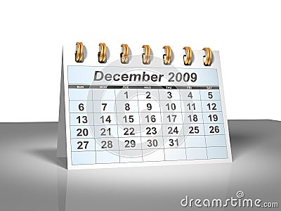 Desktop Calendar (3D). December, 2009. Stock Photo