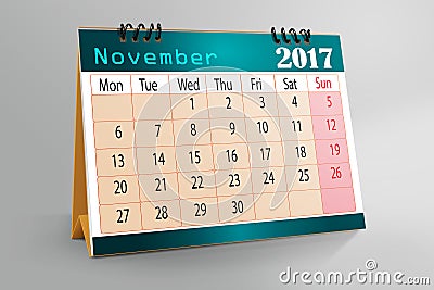 Desktop Calendar Design 2017 Stock Photo