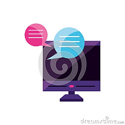 desktop with chat bubbles app Cartoon Illustration