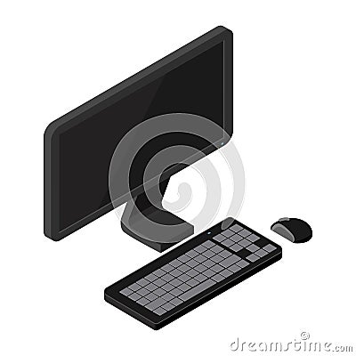 Desktop computer flat style Isometric vector illustration. Vector Illustration