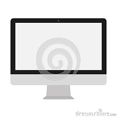 Desktop computer with grey screen vector eps10. Modern flat screen computer monitor. desktop table Computer Vector Illustration