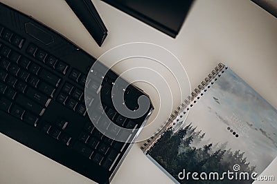 desktop computer with lcd monitor, keyboard and mouse, isolated over white. With "Clipping Paths". Stock Photo