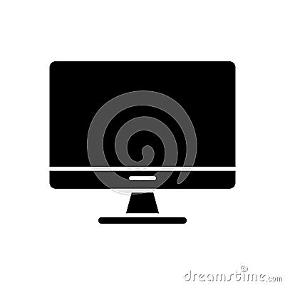 Desktop computer monitor silhouette style icon Vector Illustration