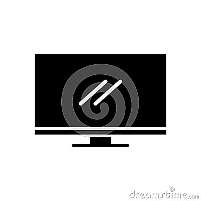 Desktop computer monitor silhouette style icon Vector Illustration