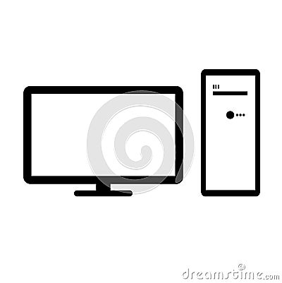 Desktop computer and monitor vector image. Premium quality computer icon Stock Photo