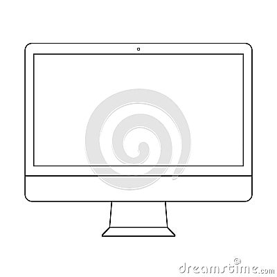 Desktop computer outline. Screen desktop computer monitor outline. Computer display outline vector eps10. Vector Illustration