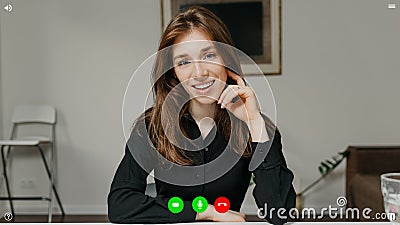 A computer screen view of the telecommunications application during a video chat Stock Photo