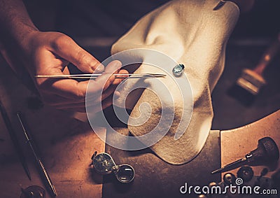 Desktop for craft jewellery. Stock Photo