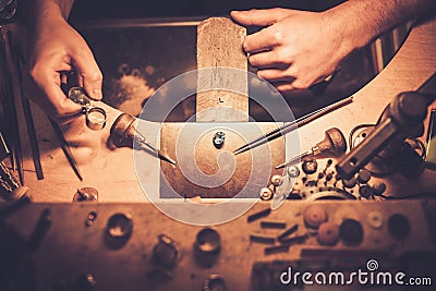 Desktop for craft jewellery. Stock Photo