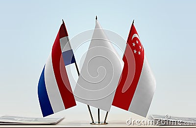 Flags of Netherlands and Singapore Stock Photo