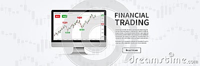 Desktop with forex trade chart vector banner Vector Illustration