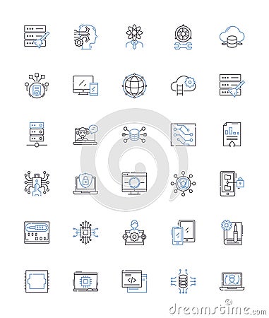 Desktop graphics line icons collection. Radeon, Nvidia, GeForce, Intel, Sapphire, ASUS, MSI vector and linear Vector Illustration