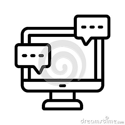 Desktop screen displaying messaging communication interface Vector Illustration
