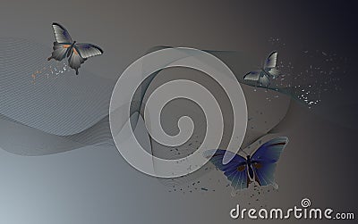 Desktop wallpaper - background with butterflies Vector Illustration