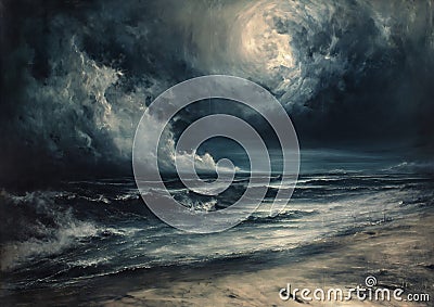 Desolate Depths: A Stormy Sea Ambient Album Cover Stock Photo