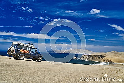 desolate and vast landscape of Paracas at the coastline of Peru Editorial Stock Photo