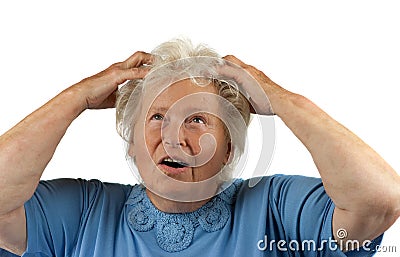 Despaired senior woman Stock Photo