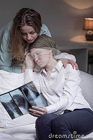 Despairing cancer woman Stock Photo