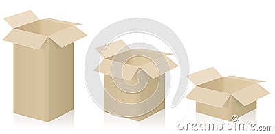 Despatch Boxes Three Different Sizes Open Vector Illustration