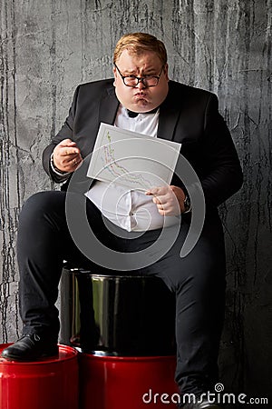 Desperate hopeless businessman, current situation on oil sales is deplorable Stock Photo