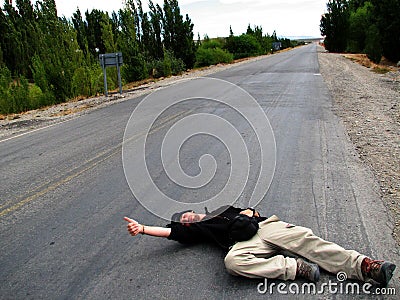 Desperate Hitchhiker Stock Photo