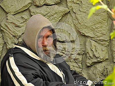 Desperate Homeless Man Stock Photo