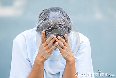 Desperate nurse Stock Photo