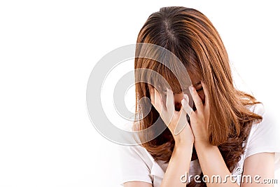 Desperate, sad, unhappy, frustrated, hopeless woman Stock Photo