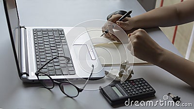 Nervous girl on the last day of the project. Stock Photo