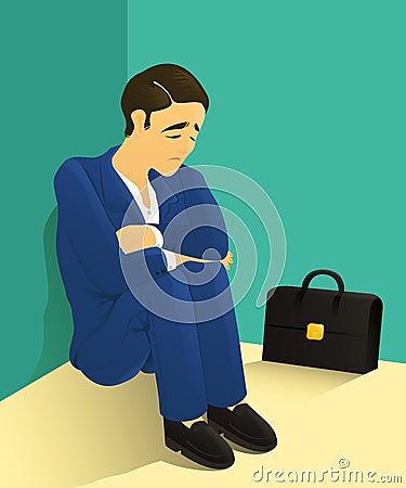 Despondent businessman Vector Illustration