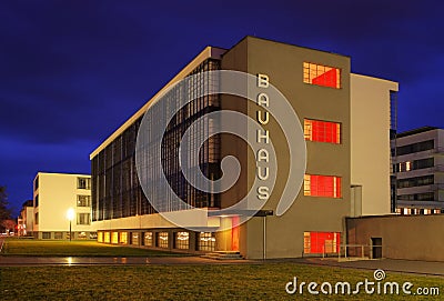 Dessau Bauhaus night Editorial Stock Photo