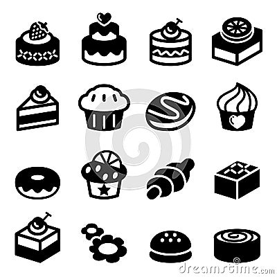 Dessert & bakery icon set Cartoon Illustration