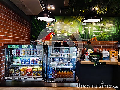 Dessert and beverage background under the glass coffee shop Nonthaburi Thailand 14 May 2021 Editorial Stock Photo