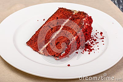 dessert biscuit cake red velvet with cream in restaurant serving Stock Photo