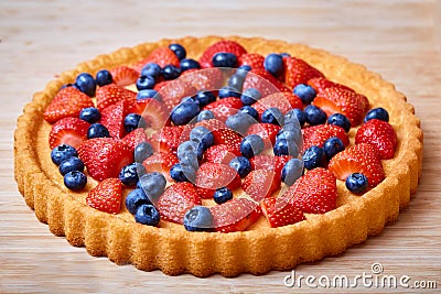 Dessert biscuit with strawberries and blackberries Stock Photo