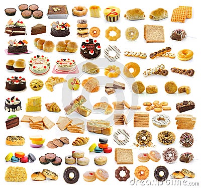 dessert, bread, cake, donuts, croissants Stock Photo