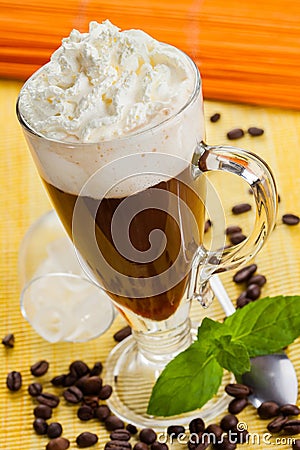 Dessert coffee with whipped cream Stock Photo