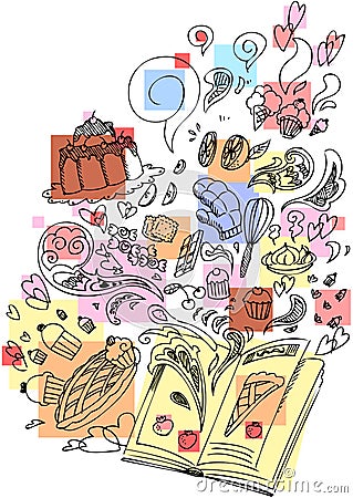 Dessert cooking book sketchy doodle Vector Illustration